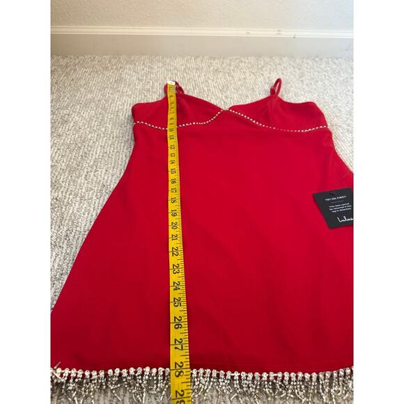 Lulus Red Mini Party Dress Y2K Glam rhinestones size XL Lunar New Year Valentine - Picture 7 of 9